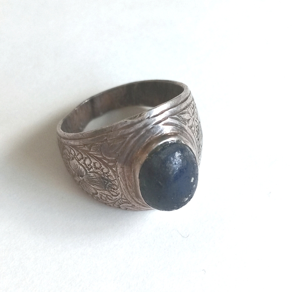 Antique Vintage 925 Sterling Silver w Blue Dumortierite Ring 10 - Picture 3 of 16